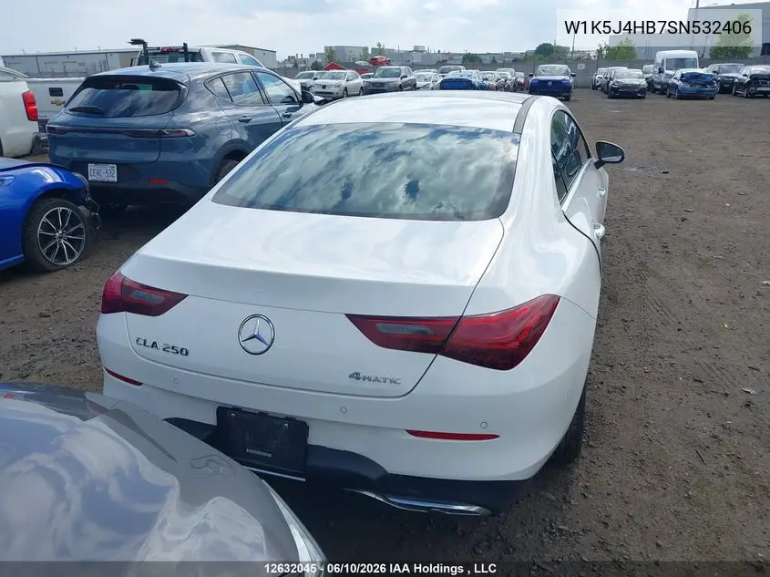 2025 Mercedes-Benz Cla 250 4Matic VIN: W1K5J4HB7SN532406 Lot: 12632045