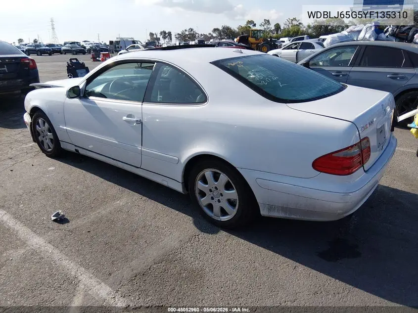 2000 Mercedes-Benz Clk 320 VIN: WDBLJ65G5YF135310 Lot: 45052960
