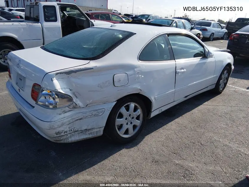 2000 Mercedes-Benz Clk 320 VIN: WDBLJ65G5YF135310 Lot: 45052960