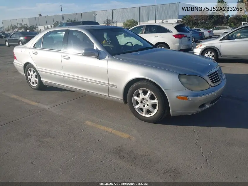 2002 Mercedes-Benz S 500 VIN: WDBNG75J52A233265 Lot: 44597776