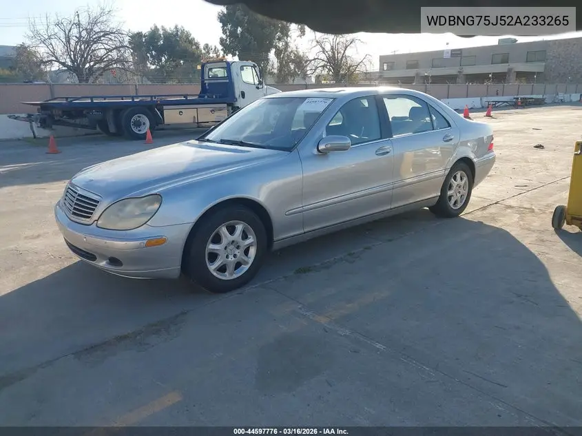 2002 Mercedes-Benz S 500 VIN: WDBNG75J52A233265 Lot: 44597776