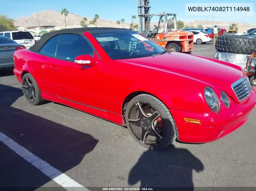 2002 Mercedes-Benz Clk 55 Amg VIN: WDBLK74G82T114948 Lot: 44623354