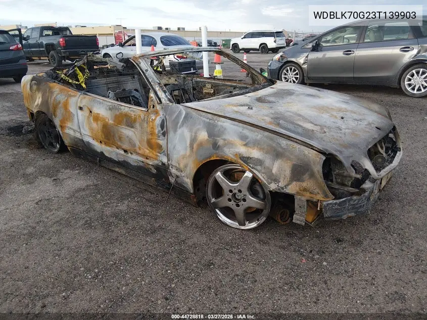 2003 Mercedes-Benz Clk 430 VIN: WDBLK70G23T139903 Lot: 44728818
