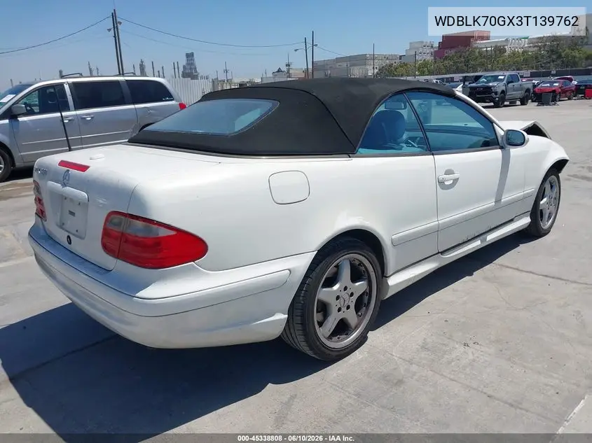 2003 Mercedes-Benz Clk 430 VIN: WDBLK70GX3T139762 Lot: 45338808