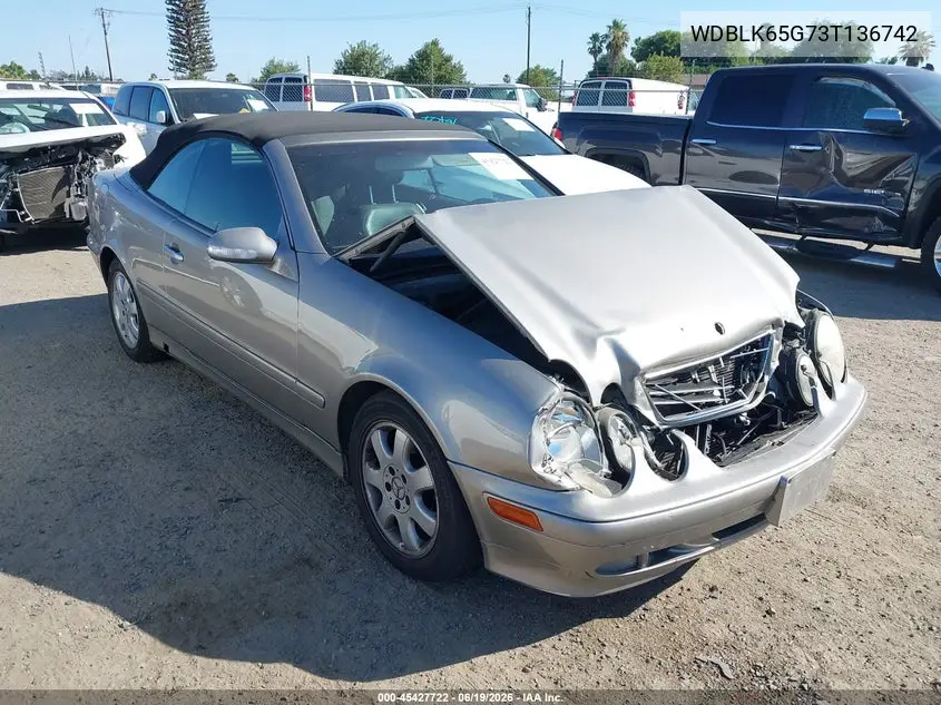 2003 Mercedes-Benz Clk 320 VIN: WDBLK65G73T136742 Lot: 45427722