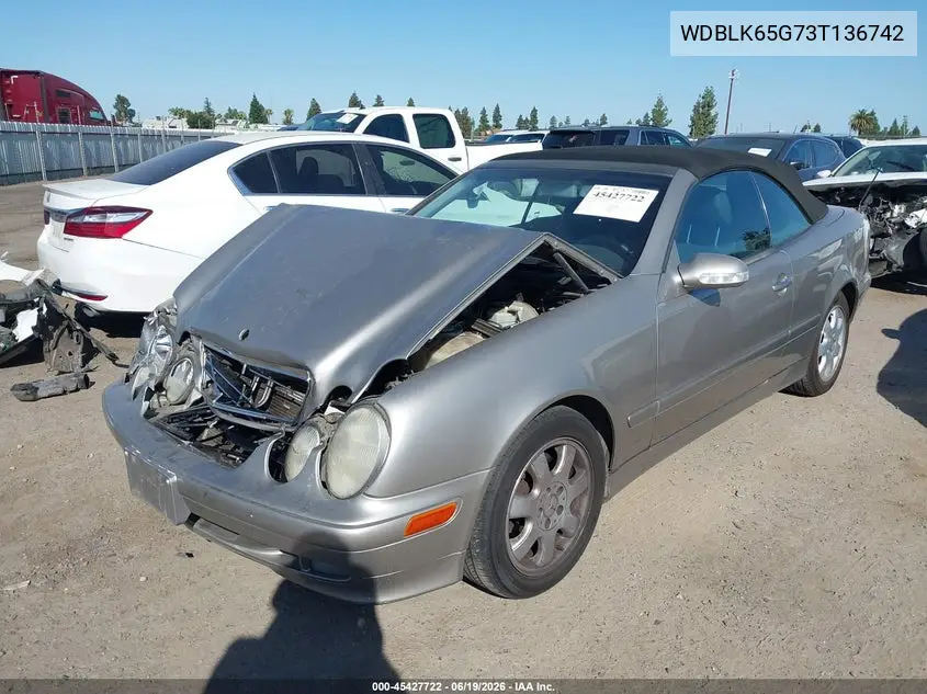 2003 Mercedes-Benz Clk 320 VIN: WDBLK65G73T136742 Lot: 45427722