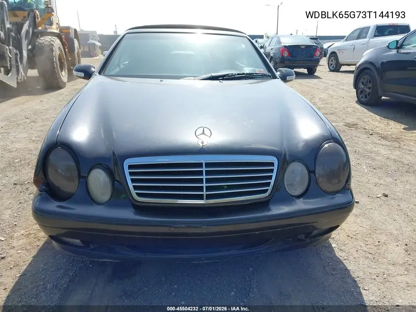 2003 Mercedes-Benz Clk 320 VIN: WDBLK65G73T144193 Lot: 45504232