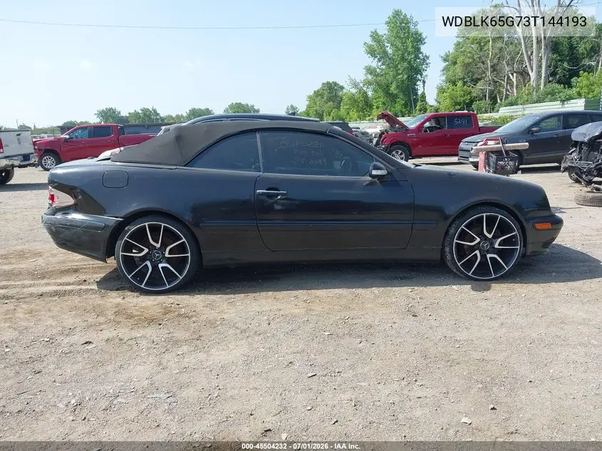 2003 Mercedes-Benz Clk 320 VIN: WDBLK65G73T144193 Lot: 45504232