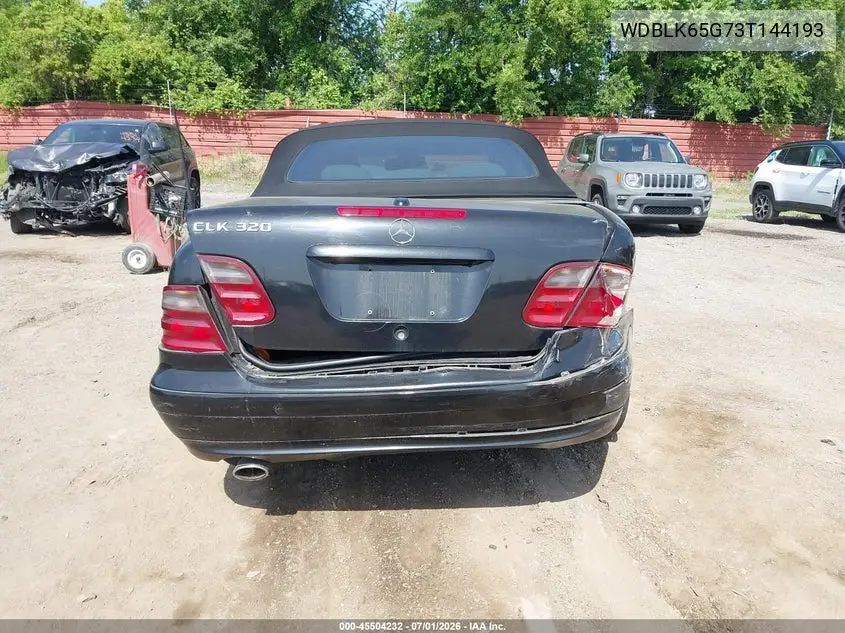 2003 Mercedes-Benz Clk 320 VIN: WDBLK65G73T144193 Lot: 45504232