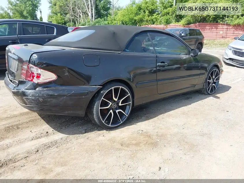 2003 Mercedes-Benz Clk 320 VIN: WDBLK65G73T144193 Lot: 45504232