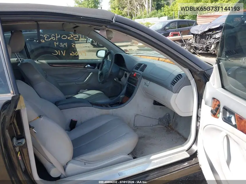 2003 Mercedes-Benz Clk 320 VIN: WDBLK65G73T144193 Lot: 45504232