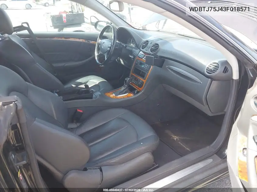 2003 Mercedes-Benz Clk 500 VIN: WDBTJ75J43F018571 Lot: 45540437