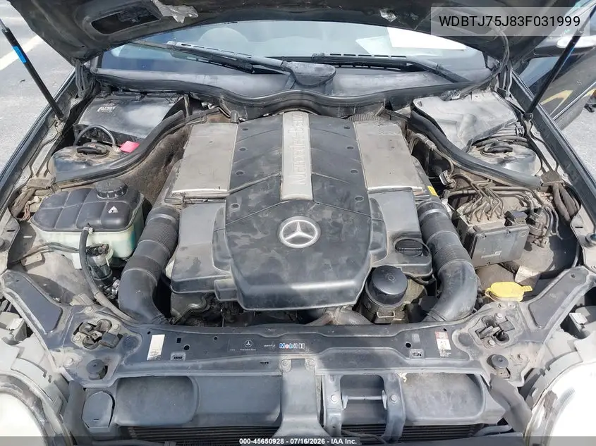 2003 Mercedes-Benz Clk 500 VIN: WDBTJ75J83F031999 Lot: 45650928