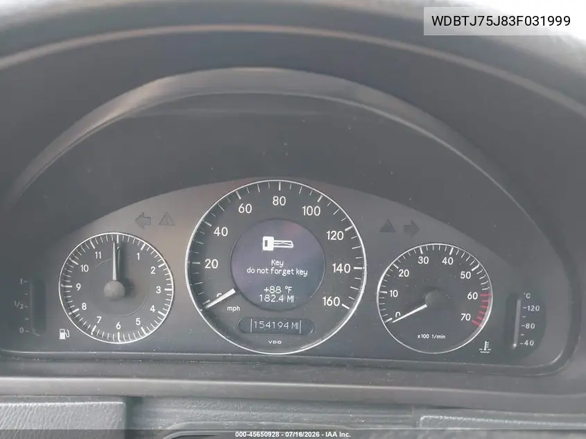 2003 Mercedes-Benz Clk 500 VIN: WDBTJ75J83F031999 Lot: 45650928