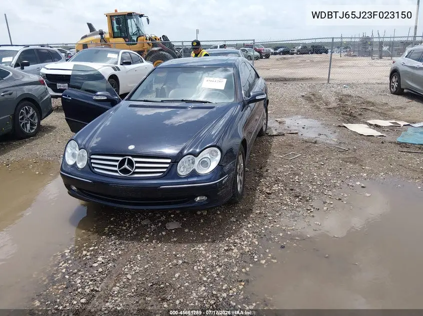 2003 Mercedes-Benz Clk 320 VIN: WDBTJ65J23F023150 Lot: 45661289
