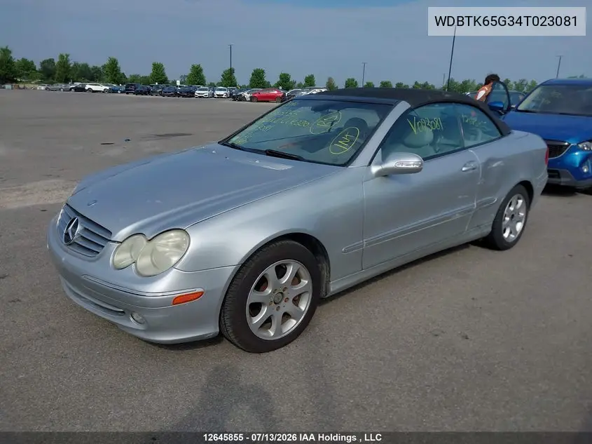 2004 Mercedes-Benz Clk 320 VIN: WDBTK65G34T023081 Lot: 12645855