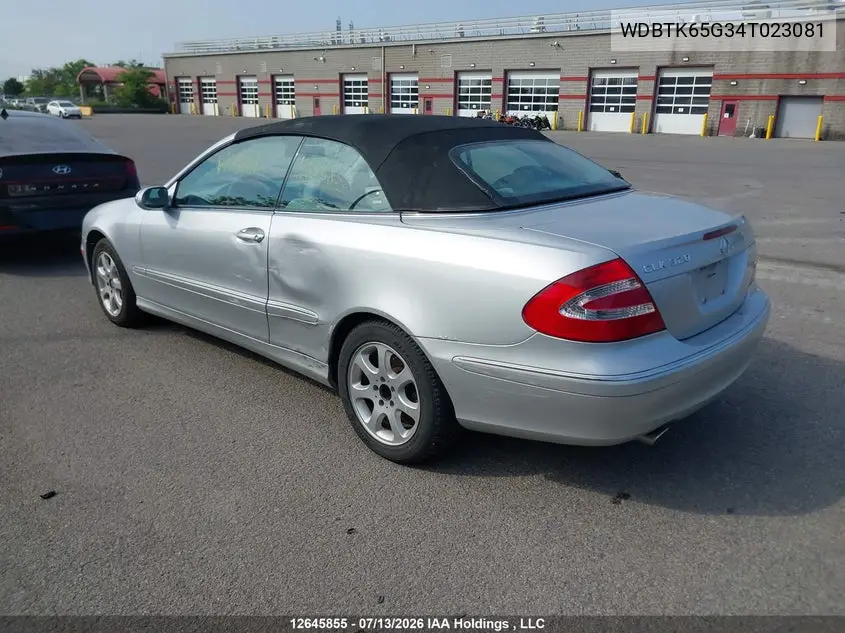 2004 Mercedes-Benz Clk 320 VIN: WDBTK65G34T023081 Lot: 12645855