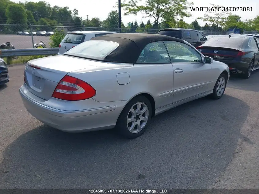 2004 Mercedes-Benz Clk 320 VIN: WDBTK65G34T023081 Lot: 12645855