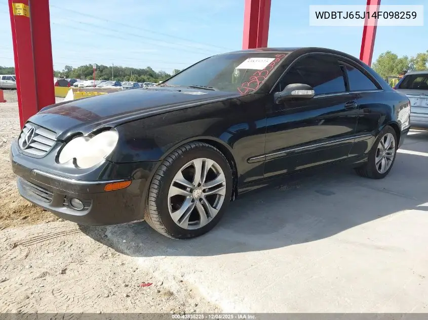 2004 Mercedes-Benz Clk 320 VIN: WDBTJ65J14F098259 Lot: 43835225