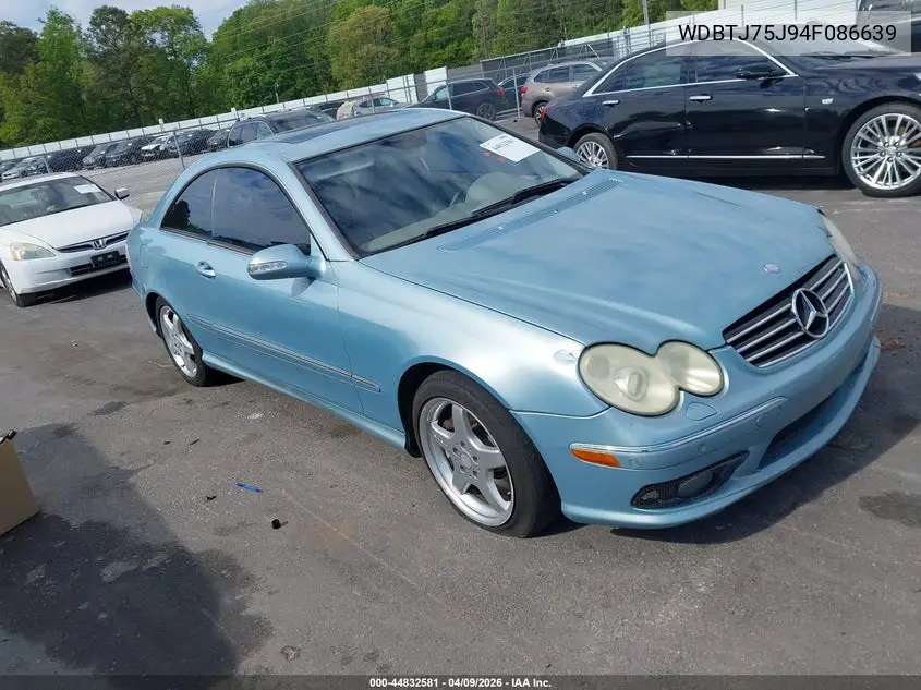2004 Mercedes-Benz Clk 500 VIN: WDBTJ75J94F086639 Lot: 44832581