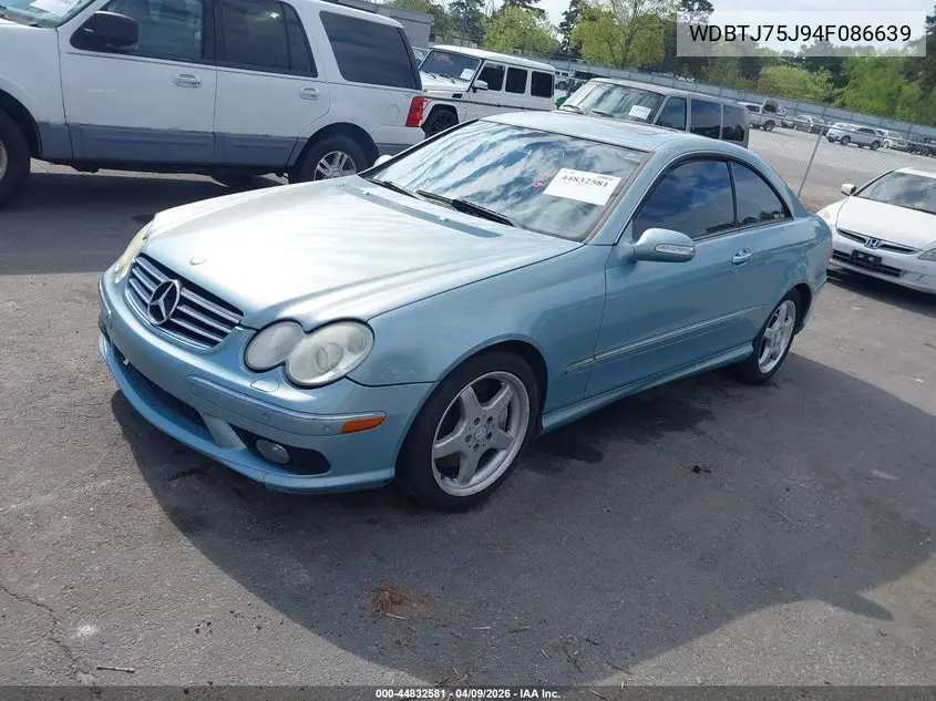 2004 Mercedes-Benz Clk 500 VIN: WDBTJ75J94F086639 Lot: 44832581