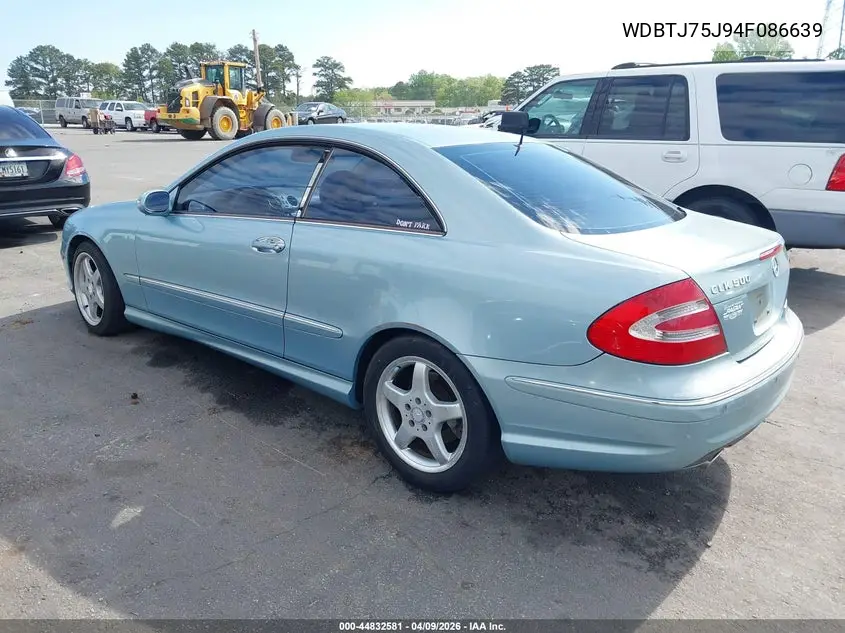2004 Mercedes-Benz Clk 500 VIN: WDBTJ75J94F086639 Lot: 44832581