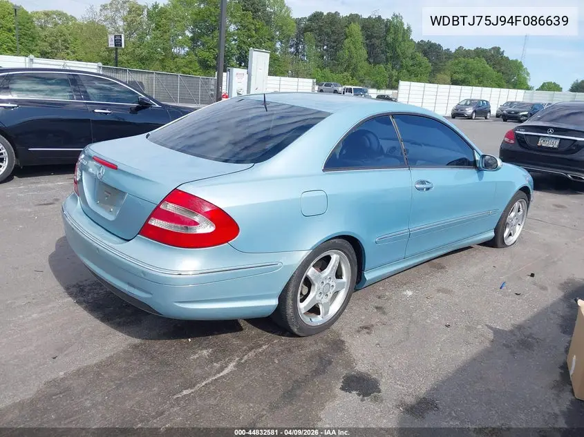 2004 Mercedes-Benz Clk 500 VIN: WDBTJ75J94F086639 Lot: 44832581