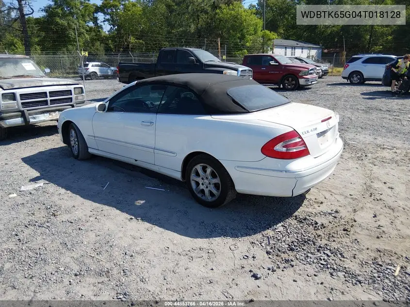 2004 Mercedes-Benz Clk 320 VIN: WDBTK65G04T018128 Lot: 44853766