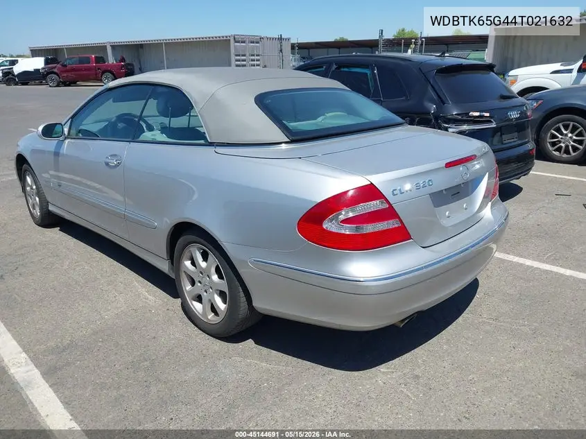 2004 Mercedes-Benz Clk 320 VIN: WDBTK65G44T021632 Lot: 45144691