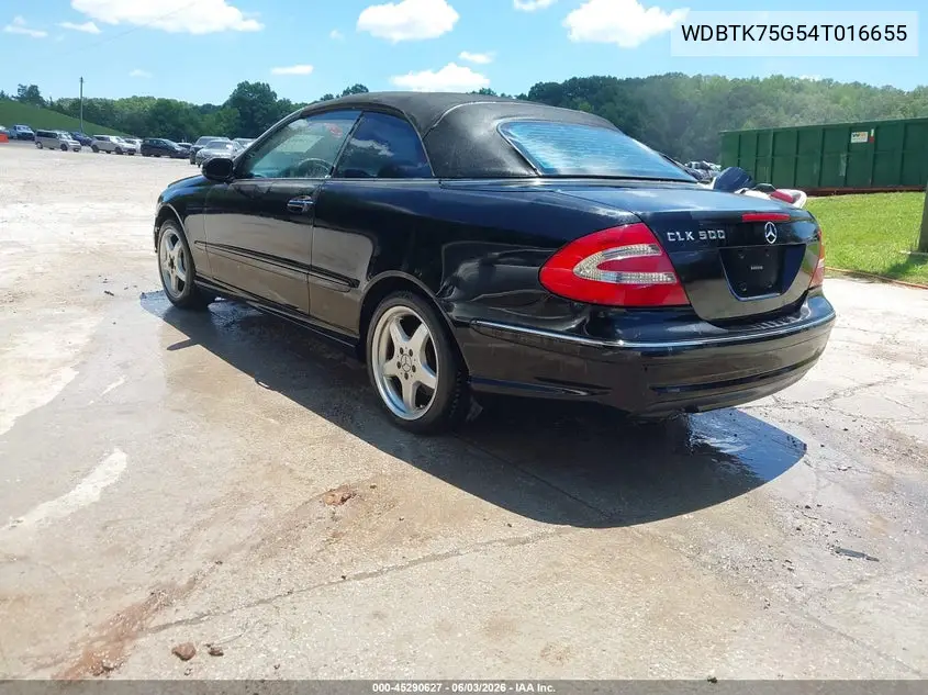 2004 Mercedes-Benz Clk 500 VIN: WDBTK75G54T016655 Lot: 45290627