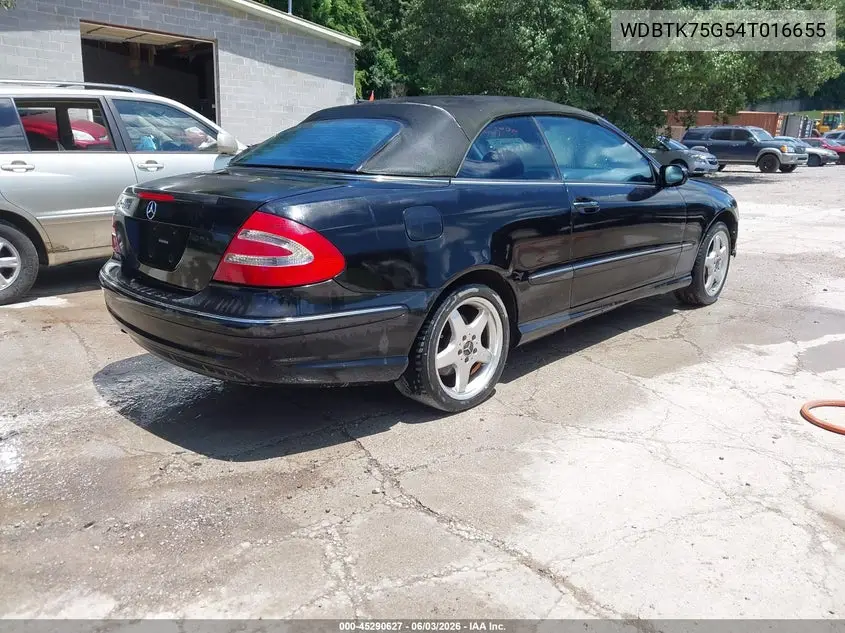 2004 Mercedes-Benz Clk 500 VIN: WDBTK75G54T016655 Lot: 45290627