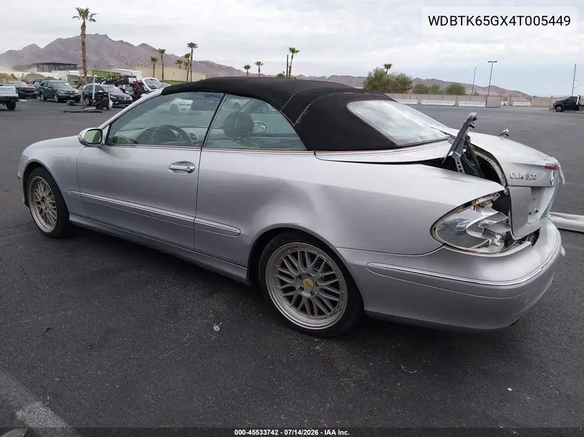 2004 Mercedes-Benz Clk 320 VIN: WDBTK65GX4T005449 Lot: 45533742