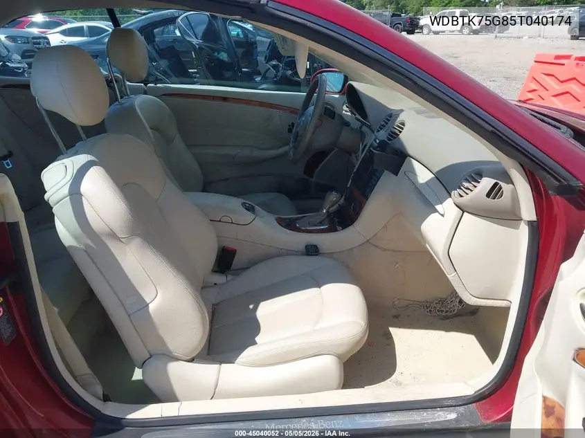 2005 Mercedes-Benz Clk 500 VIN: WDBTK75G85T040174 Lot: 45040052