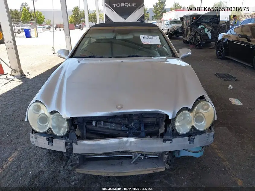 2005 Mercedes-Benz Clk 320 VIN: WDBTK65G65T038675 Lot: 45356201