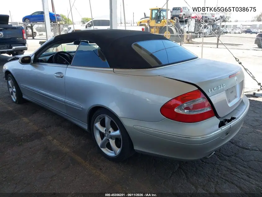 2005 Mercedes-Benz Clk 320 VIN: WDBTK65G65T038675 Lot: 45356201