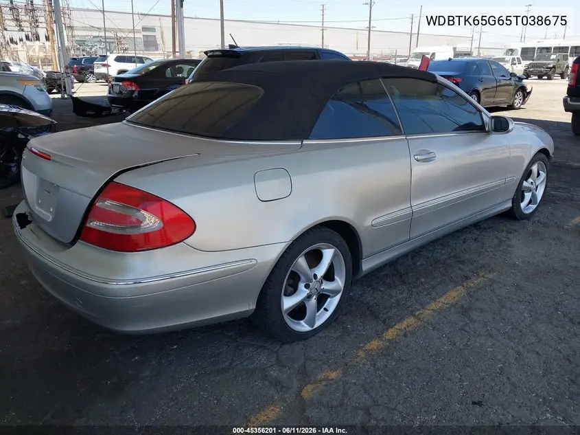 2005 Mercedes-Benz Clk 320 VIN: WDBTK65G65T038675 Lot: 45356201