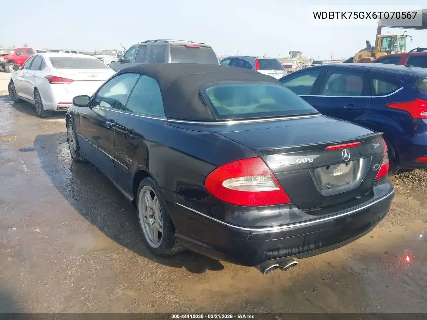 2006 Mercedes-Benz Clk 500 VIN: WDBTK75GX6T070567 Lot: 44410039