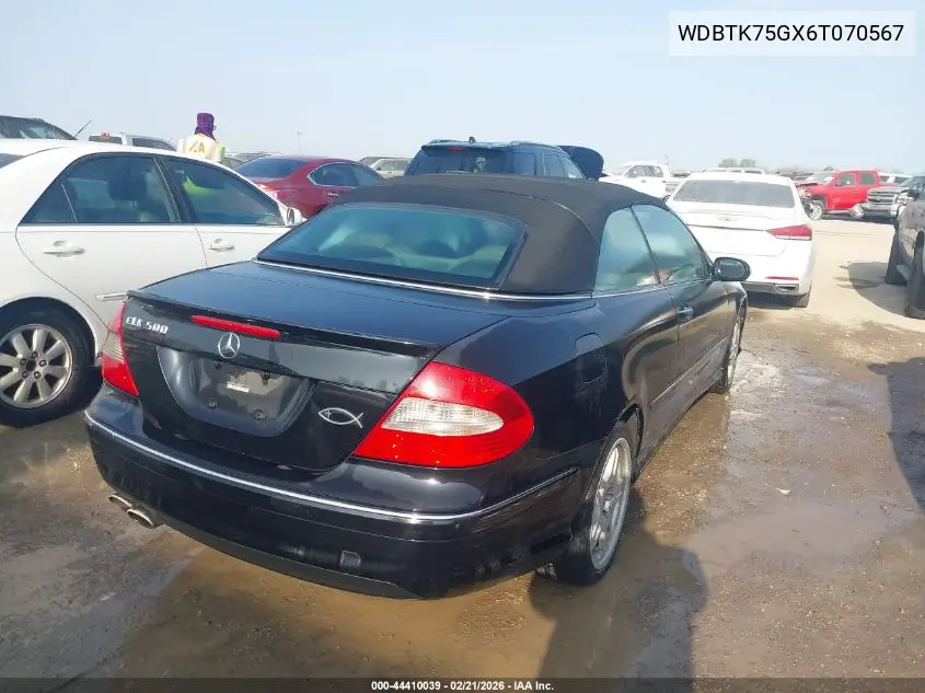 2006 Mercedes-Benz Clk 500 VIN: WDBTK75GX6T070567 Lot: 44410039