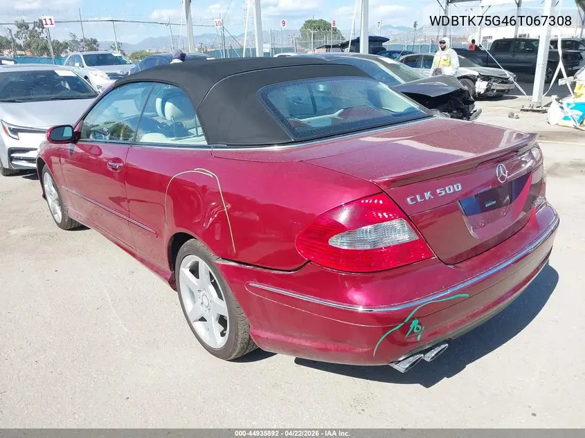 2006 Mercedes-Benz Clk 500 VIN: WDBTK75G46T067308 Lot: 44935892