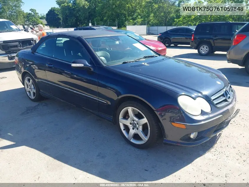 2006 Mercedes-Benz Clk 500 VIN: WDBTK75G76T059848 Lot: 45390383
