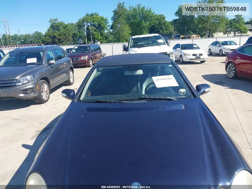 2006 Mercedes-Benz Clk 500 VIN: WDBTK75G76T059848 Lot: 45390383