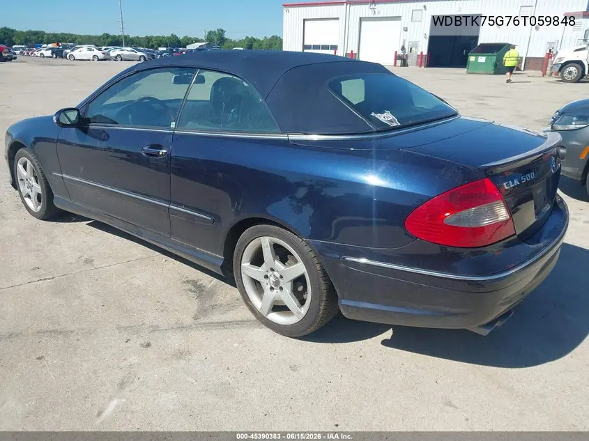 2006 Mercedes-Benz Clk 500 VIN: WDBTK75G76T059848 Lot: 45390383