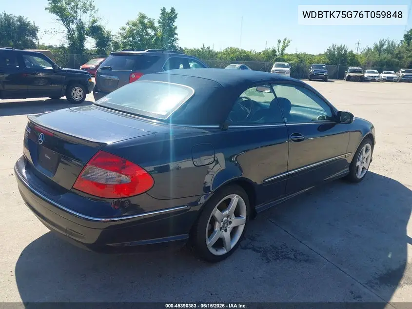 2006 Mercedes-Benz Clk 500 VIN: WDBTK75G76T059848 Lot: 45390383