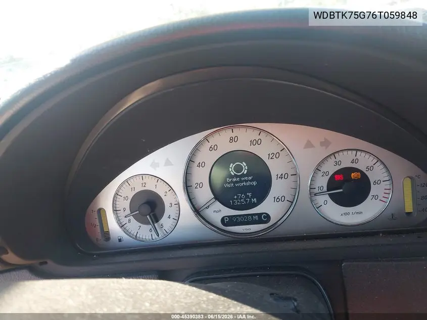 2006 Mercedes-Benz Clk 500 VIN: WDBTK75G76T059848 Lot: 45390383
