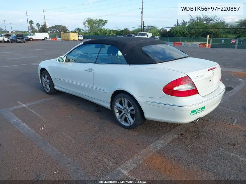 2007 Mercedes-Benz Clk 350 VIN: WDBTK56F97F220887 Lot: 44734097