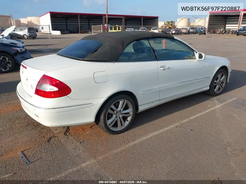 2007 Mercedes-Benz Clk 350 VIN: WDBTK56F97F220887 Lot: 44734097
