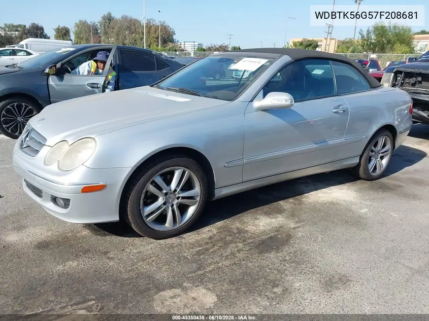 2007 Mercedes-Benz Clk 350 VIN: WDBTK56G57F208681 Lot: 45350436