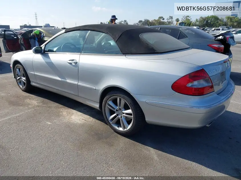 2007 Mercedes-Benz Clk 350 VIN: WDBTK56G57F208681 Lot: 45350436