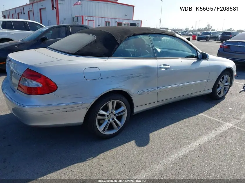 2007 Mercedes-Benz Clk 350 VIN: WDBTK56G57F208681 Lot: 45350436
