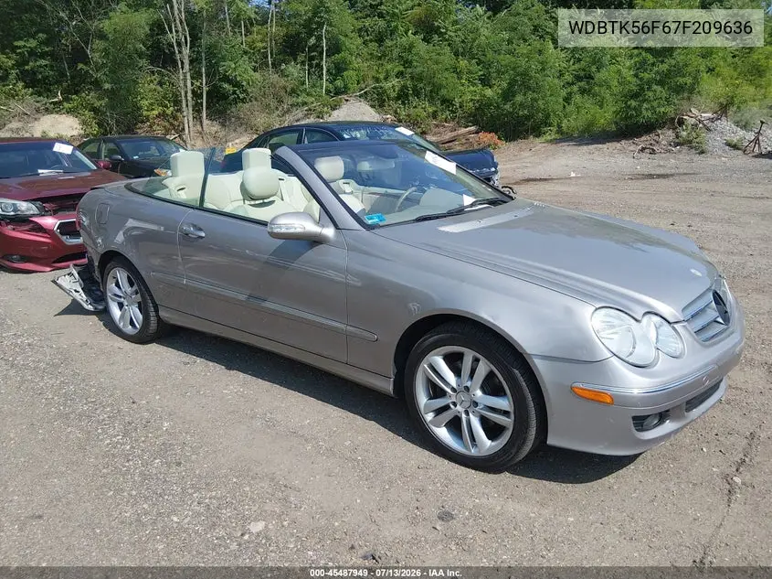 2007 Mercedes-Benz Clk 350 VIN: WDBTK56F67F209636 Lot: 45487949
